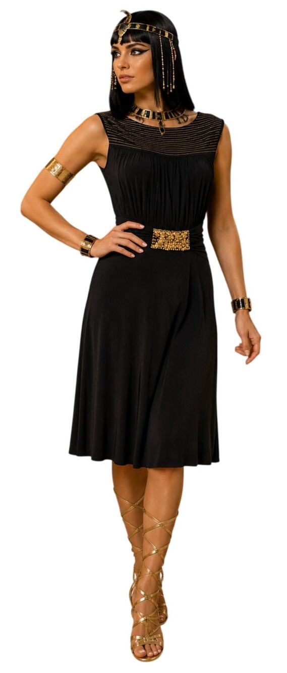 Cleopatra Costume Dress Black and Gold Beaded Waist Sleeveless Women's S